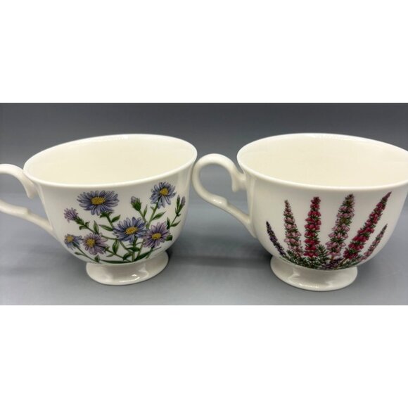 Set of 2 Portmeirion Botanic Garden Tea Cup Set Floral Footed - Picture 3 of 5